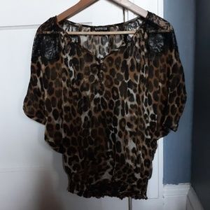 Sheer Leopard blouse from express